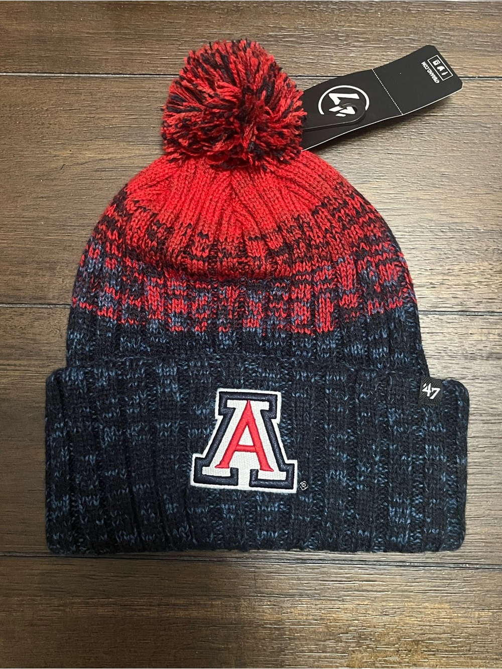 47 brand University A Red & Navy Pom Beanie -